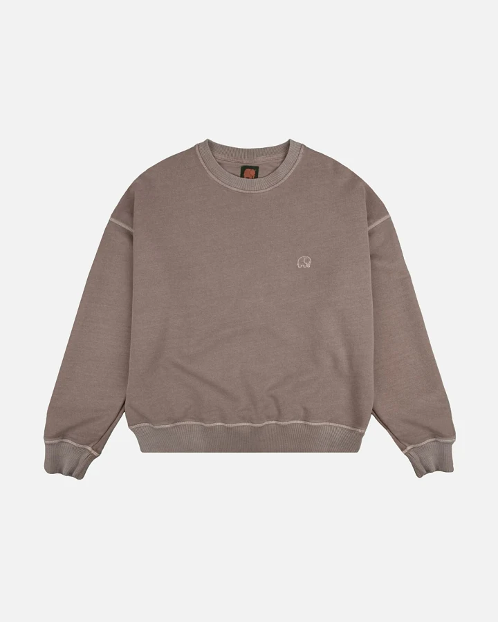 Trendsplant Damen vegan Pullover Heavyweight Essential Pigment Brindle Braun/Grau