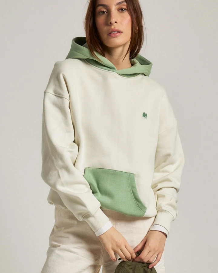 Trendsplant Damen vegan Hoodie Oversized Color Block Sea Glass