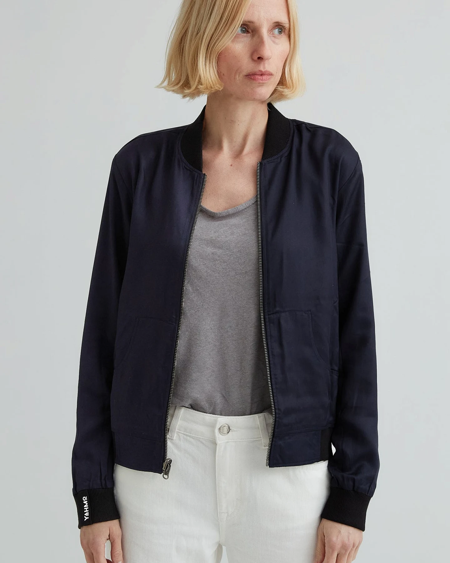 Yahmo Damen vegan Jacke Bomber Reversible Ruth Bird/Navy – Ansicht 2