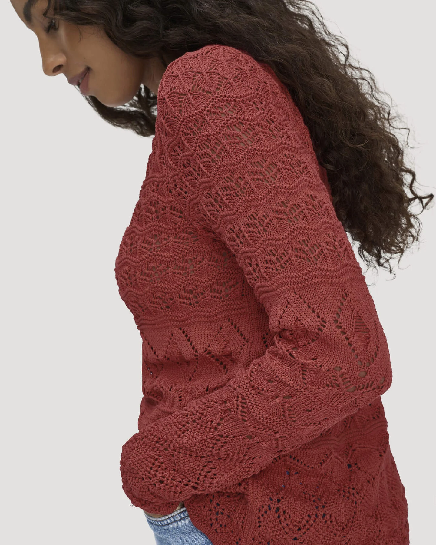 hessnatur Damen Strick Pullover Regular aus Bio-Baumwolle - braun - Größe L – Ansicht 4