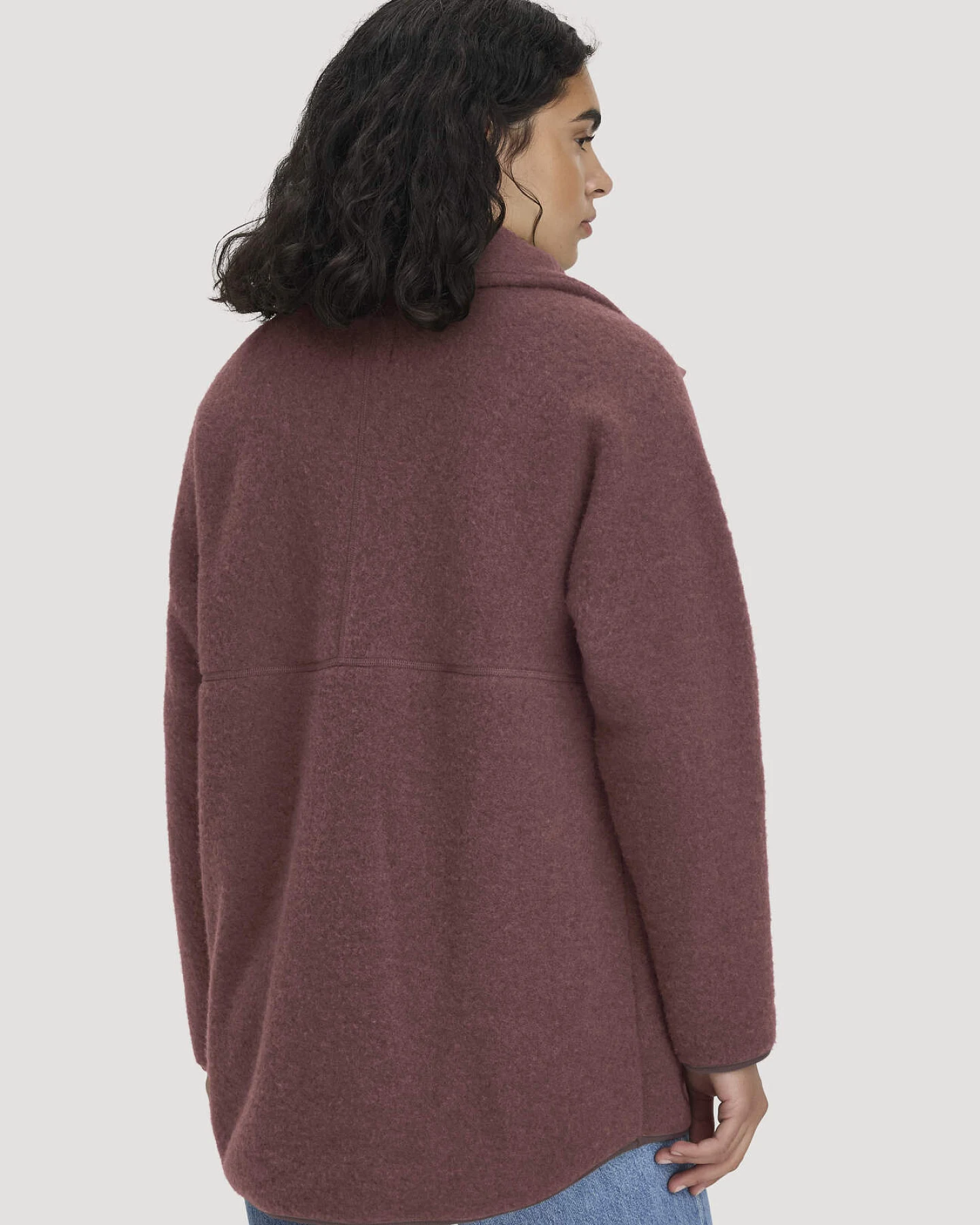 hessnatur Damen Wollfleece Jacke Regular aus Bio-Merinowolle - rot - Größe L – Ansicht 3