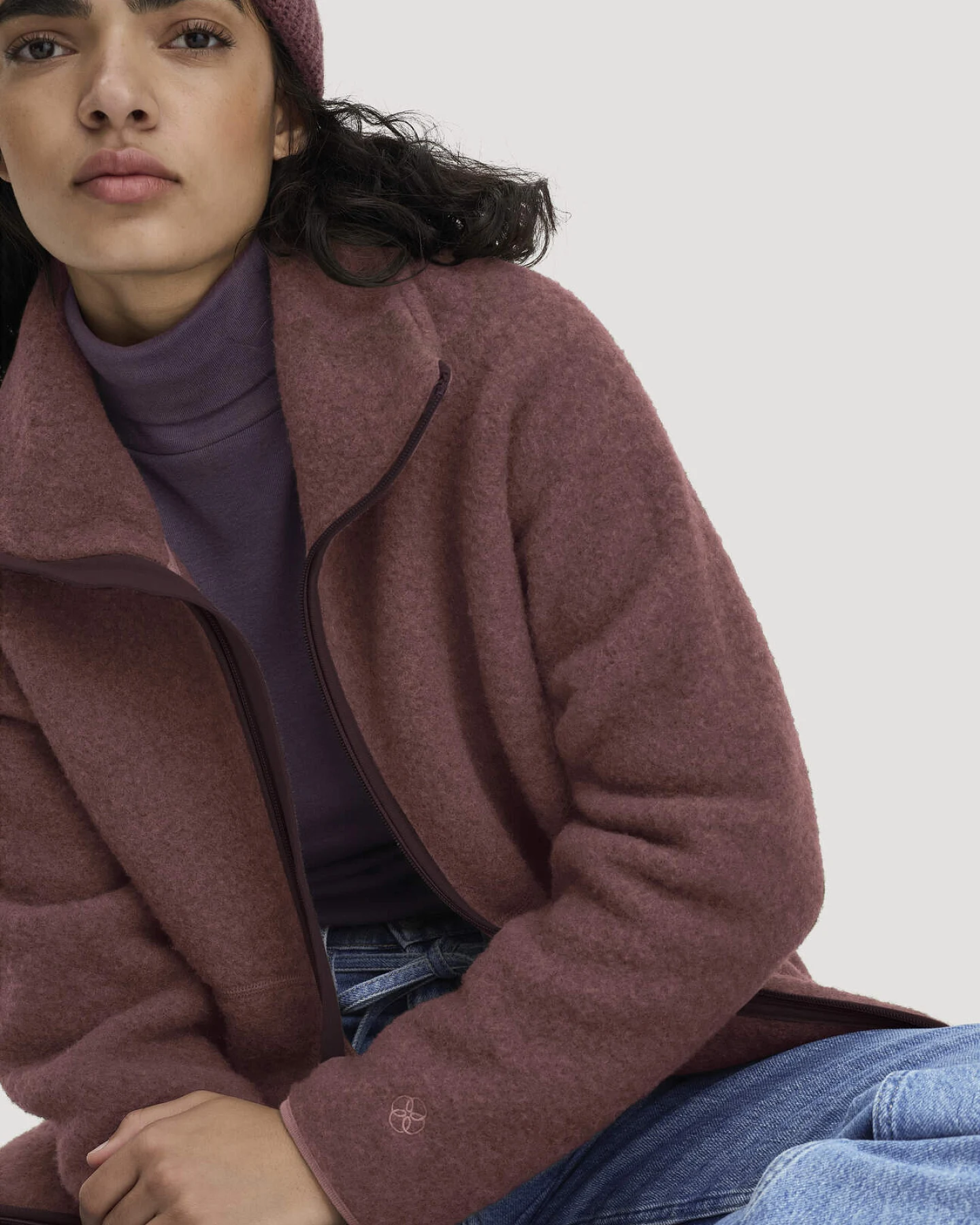 hessnatur Damen Wollfleece Jacke Regular aus Bio-Merinowolle - rot - Größe XS – Ansicht 4