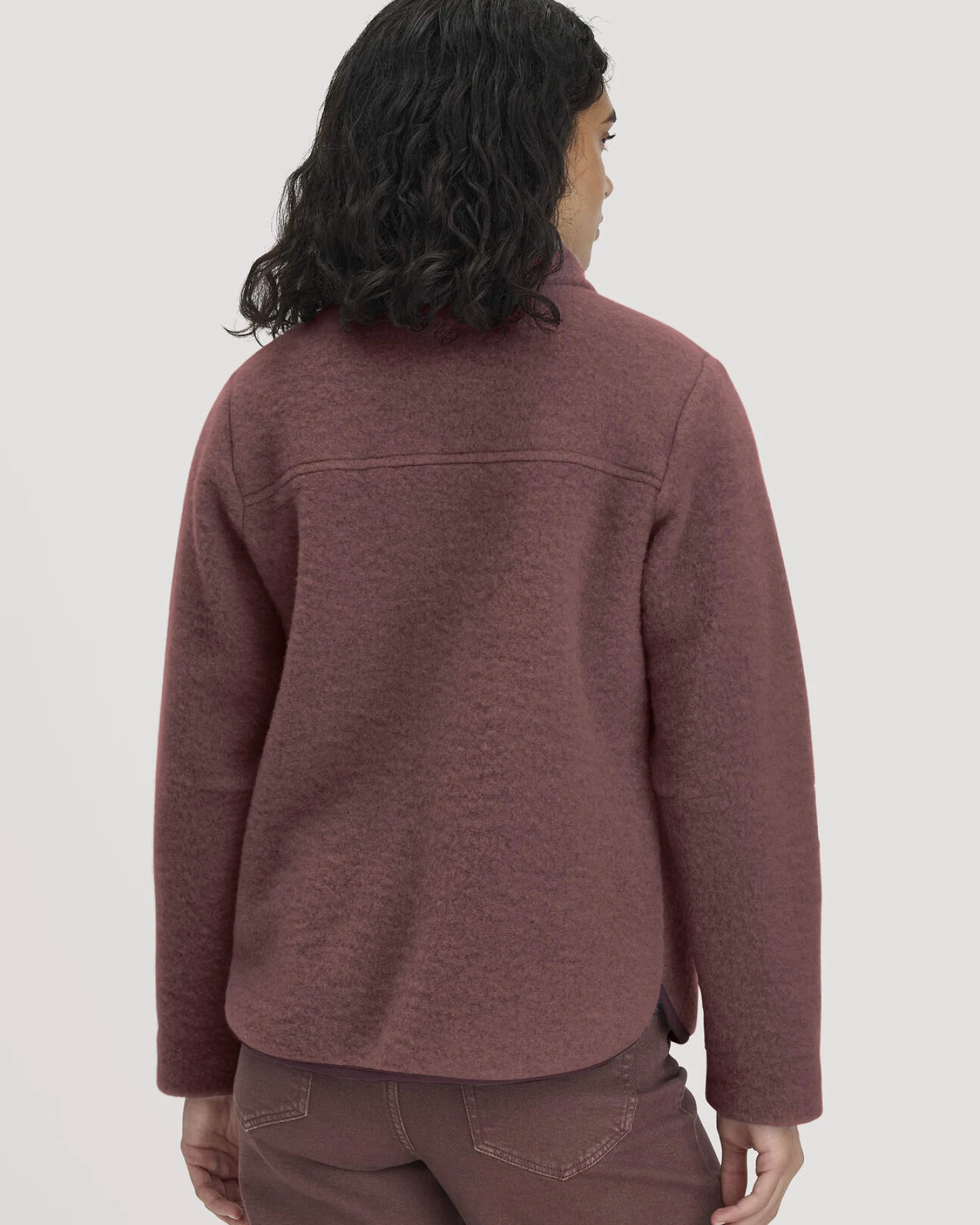 hessnatur Damen Wollfleece Jacke Oversized aus Bio-Merinowolle - rot - Größe L – Ansicht 3