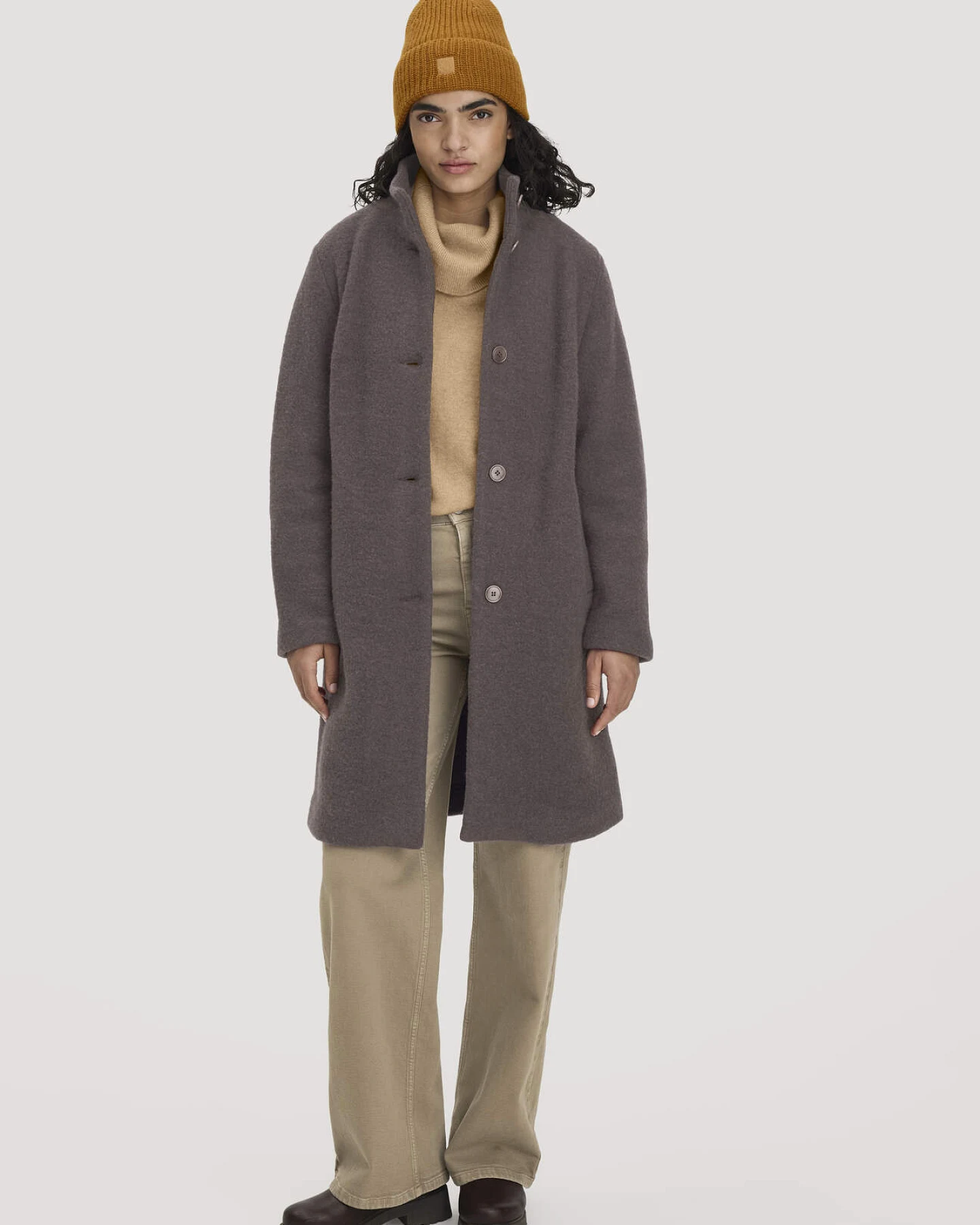 hessnatur Damen Wollfleece Mantel Regular aus Bio-Merinowolle - lila - Größe 44 – Ansicht 4