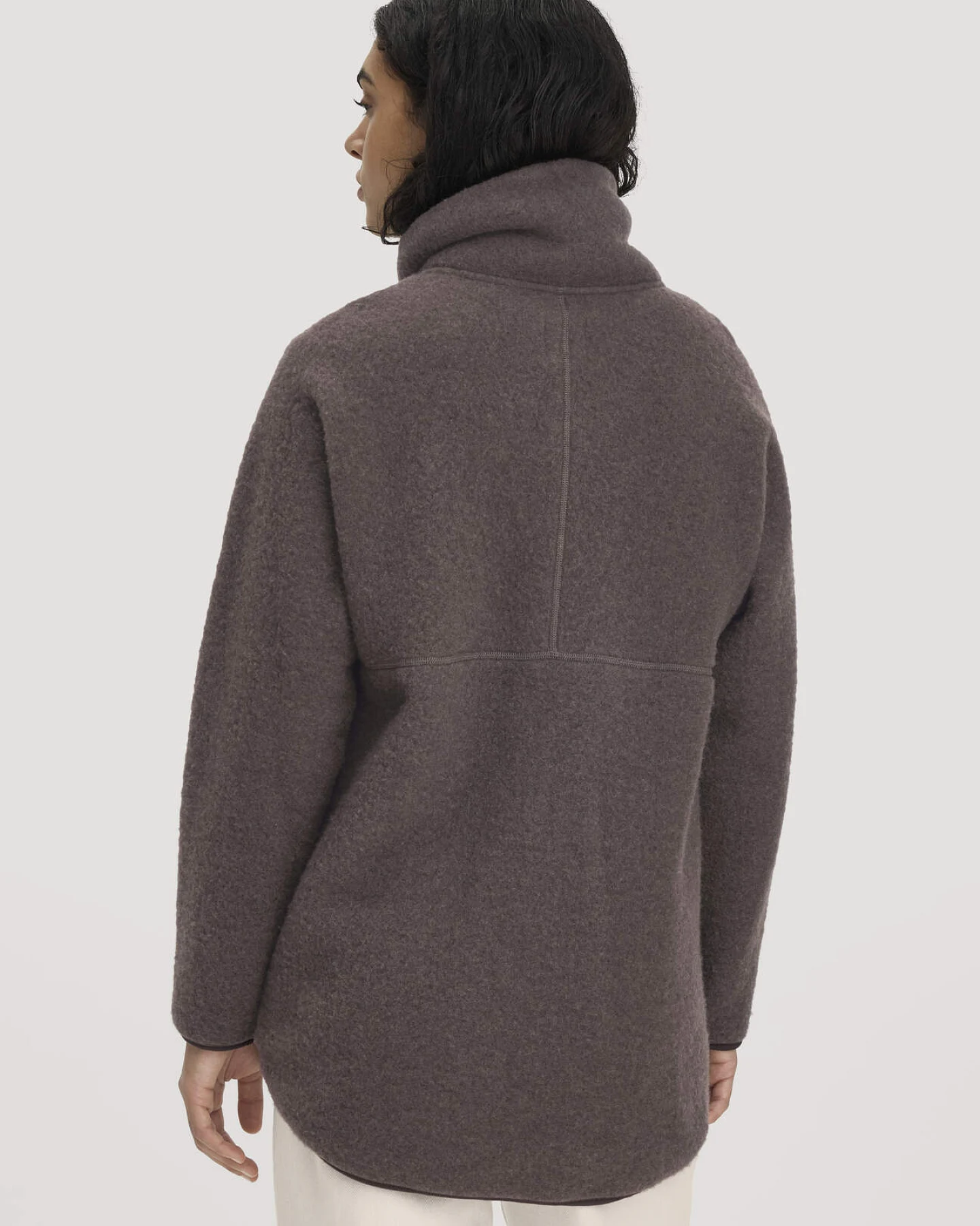 hessnatur Damen Wollfleece Jacke Oversized aus Bio-Merinowolle - lila - Größe L – Ansicht 3