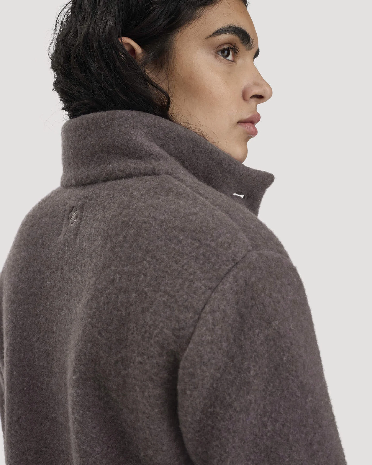 hessnatur Damen Wollfleece Mantel Regular aus Bio-Merinowolle - lila - Größe 38 – Ansicht 3
