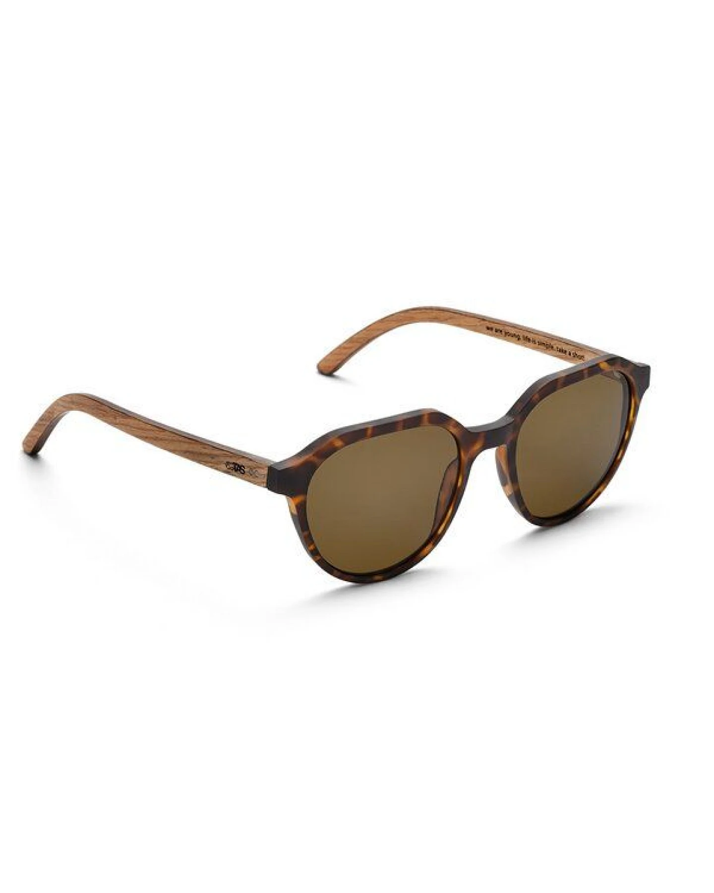TAKE A SHOT Holz Sonnenbrille für Herren und Damen mit modernem Flattop Design – Ansicht 2