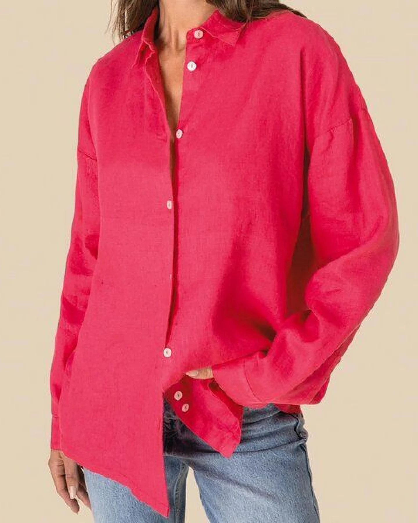YTWOO Oversized Leinenhemd für Damen – Ansicht 2