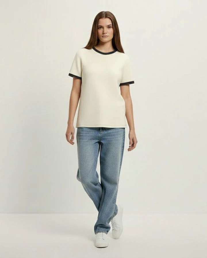 YTWOO Vintage Ringer-T-Shirt Damen