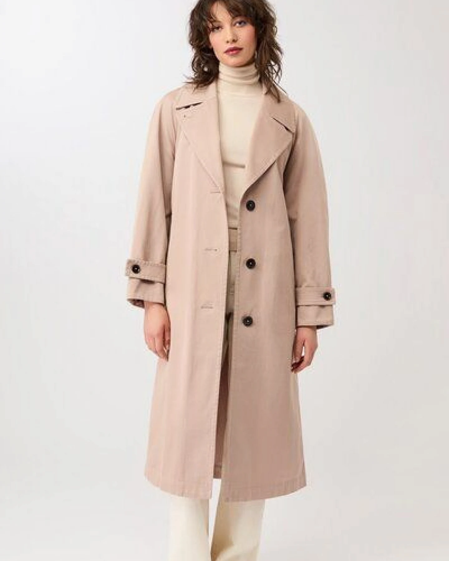 LangerChen Klassischer Trenchcoat aus Bio-Baumwolle – Ansicht 2