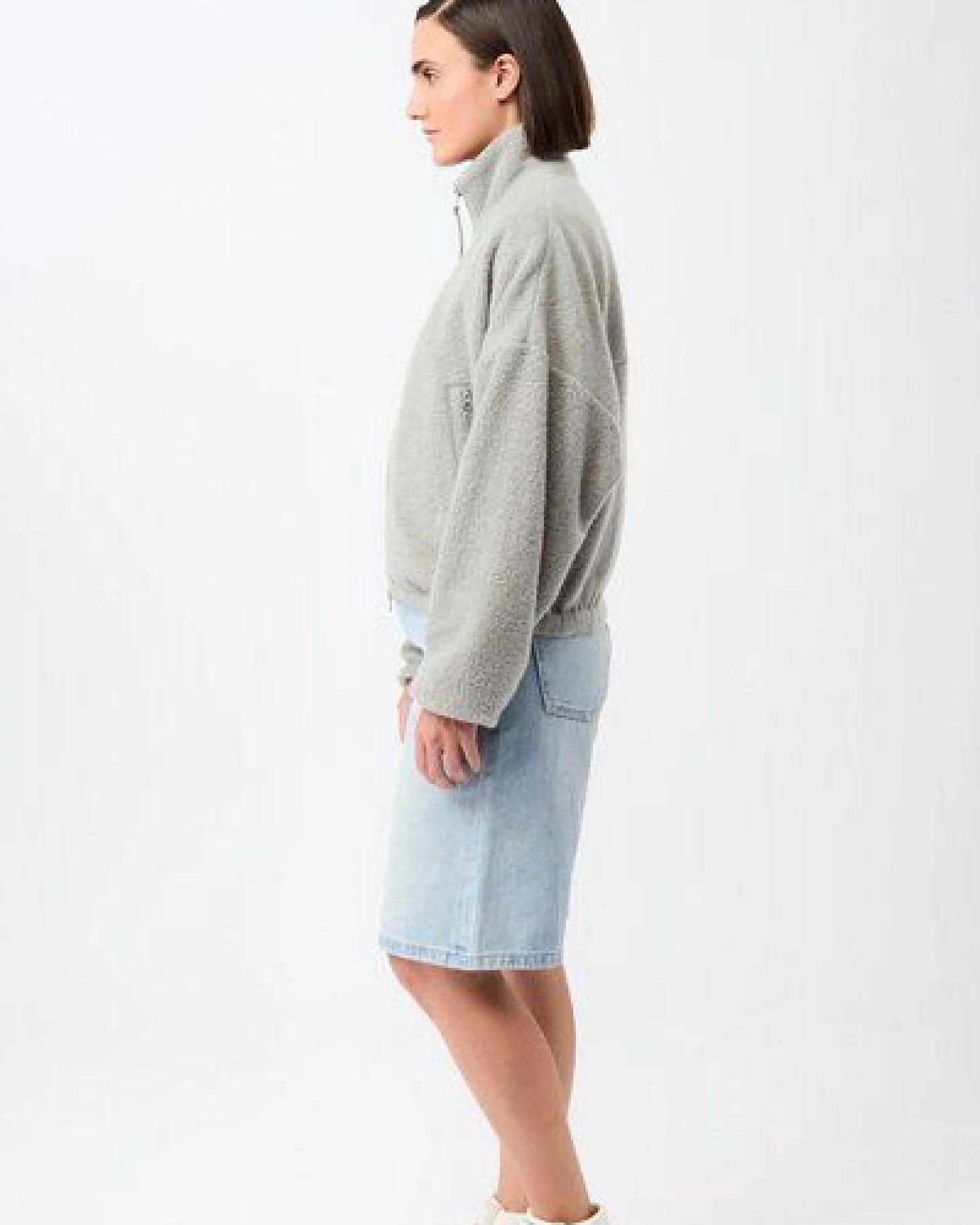 LangerChen Weiche Blousonjacke mit Stehkragen – Ansicht 2
