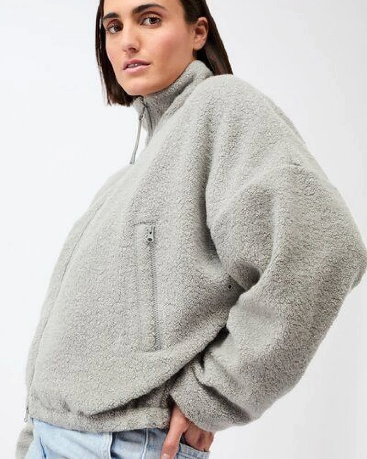 LangerChen Weiche Blousonjacke mit Stehkragen – Ansicht 3