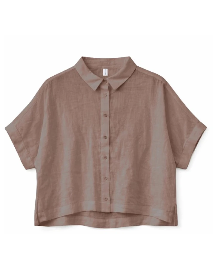 Mazine - Women's Short Sleeve Linen Shirt - Bluse Gr S braun