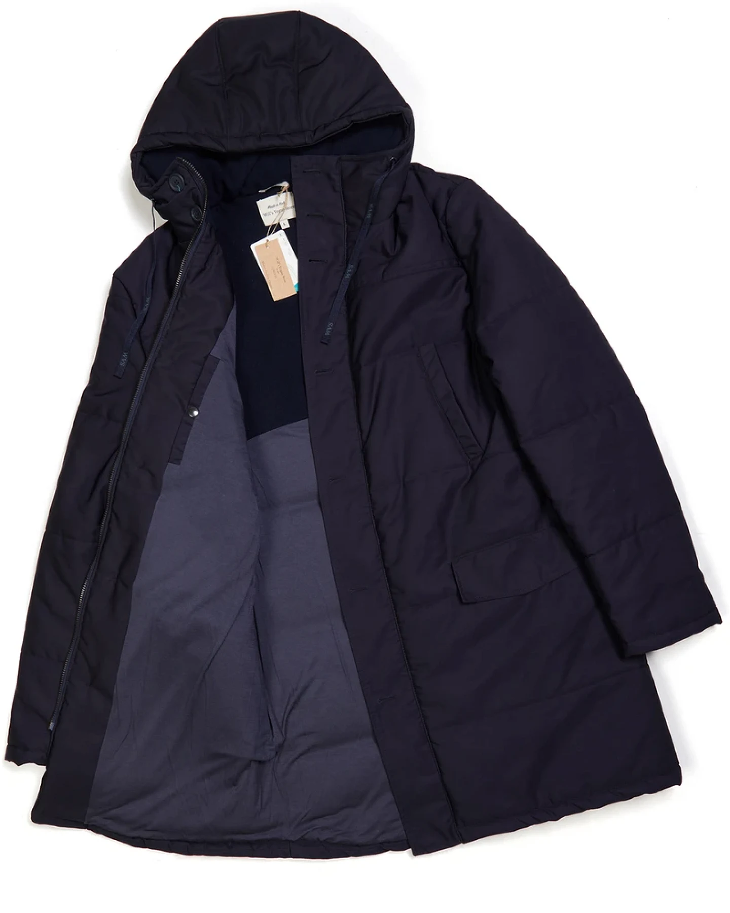 Will's Vegan Store Herren vegan Herren Parka Gesteppt Navyblau – Ansicht 2