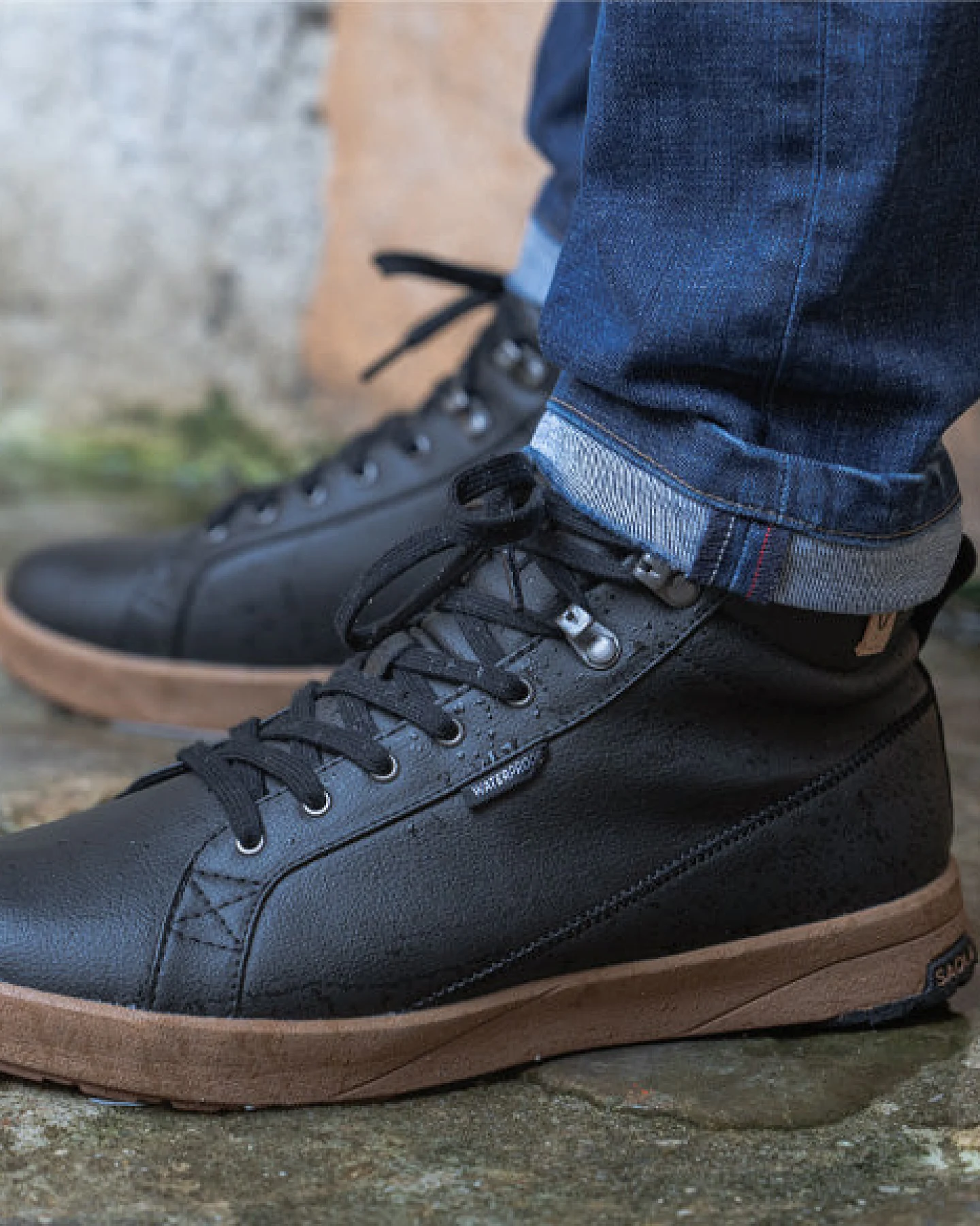 SAOLA Herren vegan Sneaker Herren Bergen Wasserdicht Schwarz – Ansicht 2