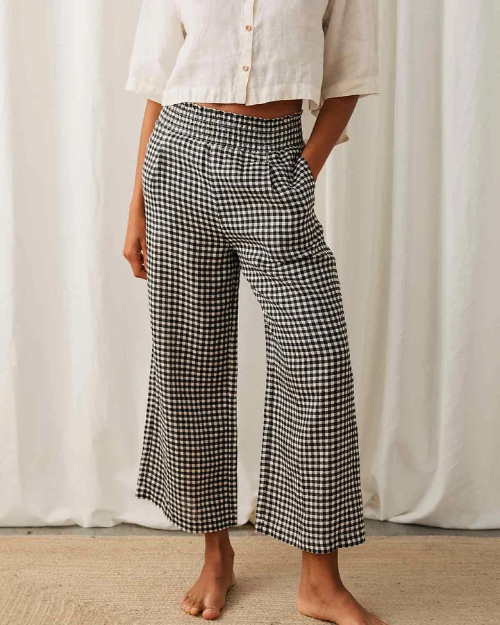 TWOTHIRDS Damen vegan Hose Marianne Vichy Schwarz Und Weiß