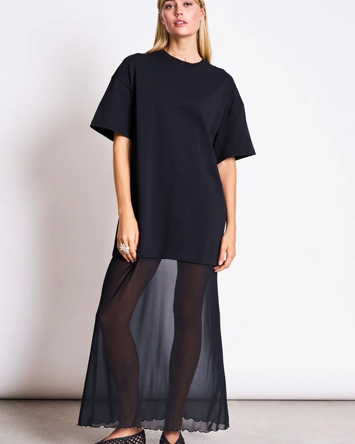 JAN 'N JUNE Damen vegan Kleid Mesh Jersey Lacerta Schwarz