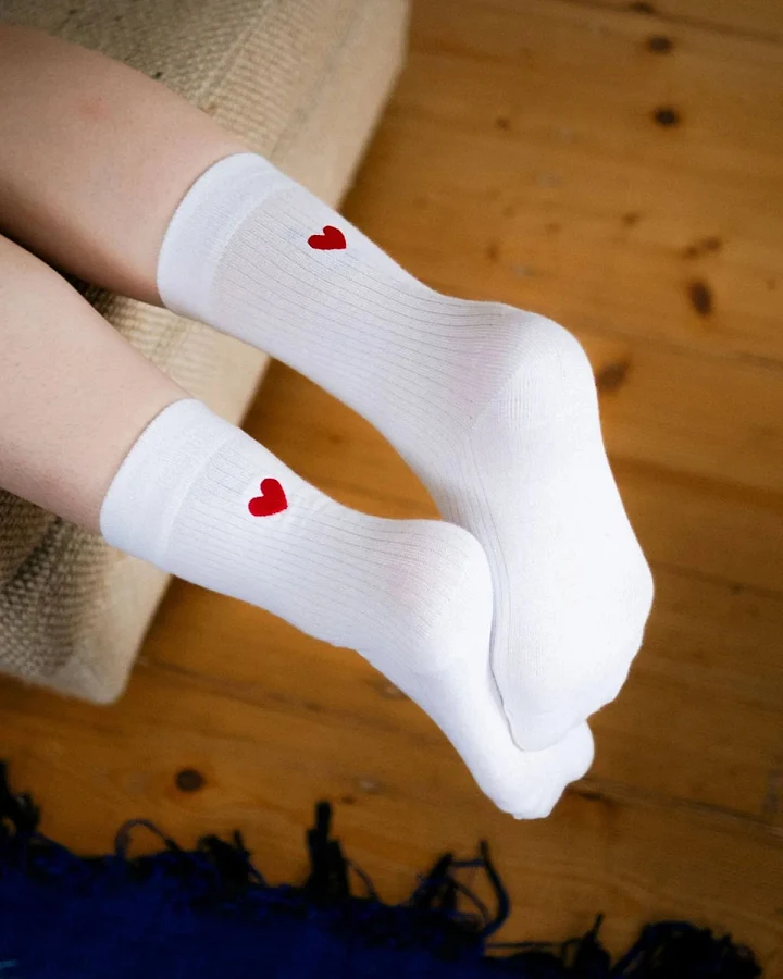 Socken Stickerei Heart Weiß