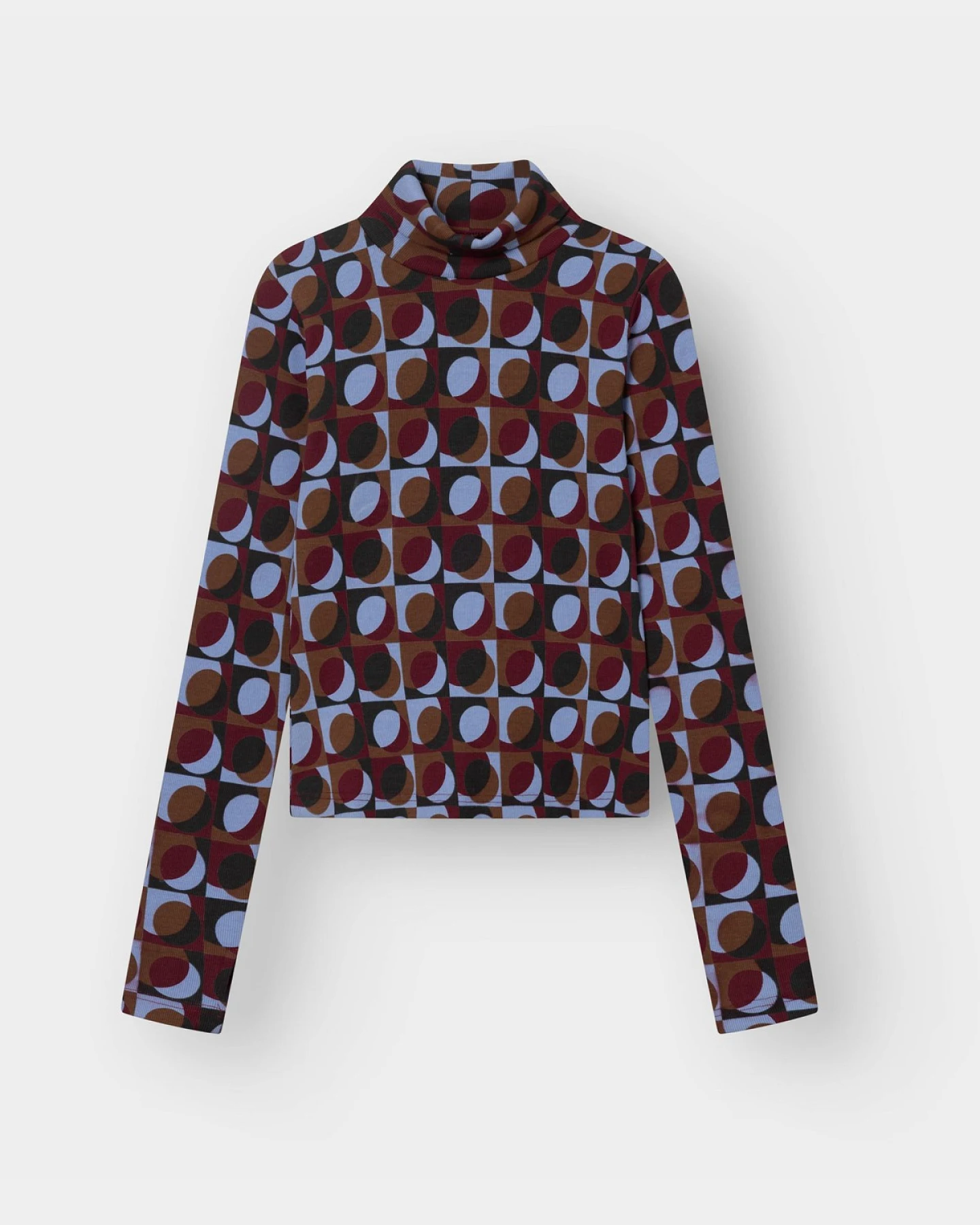 Longsleeve Rib Malma Retro Geo Braun – Ansicht 4