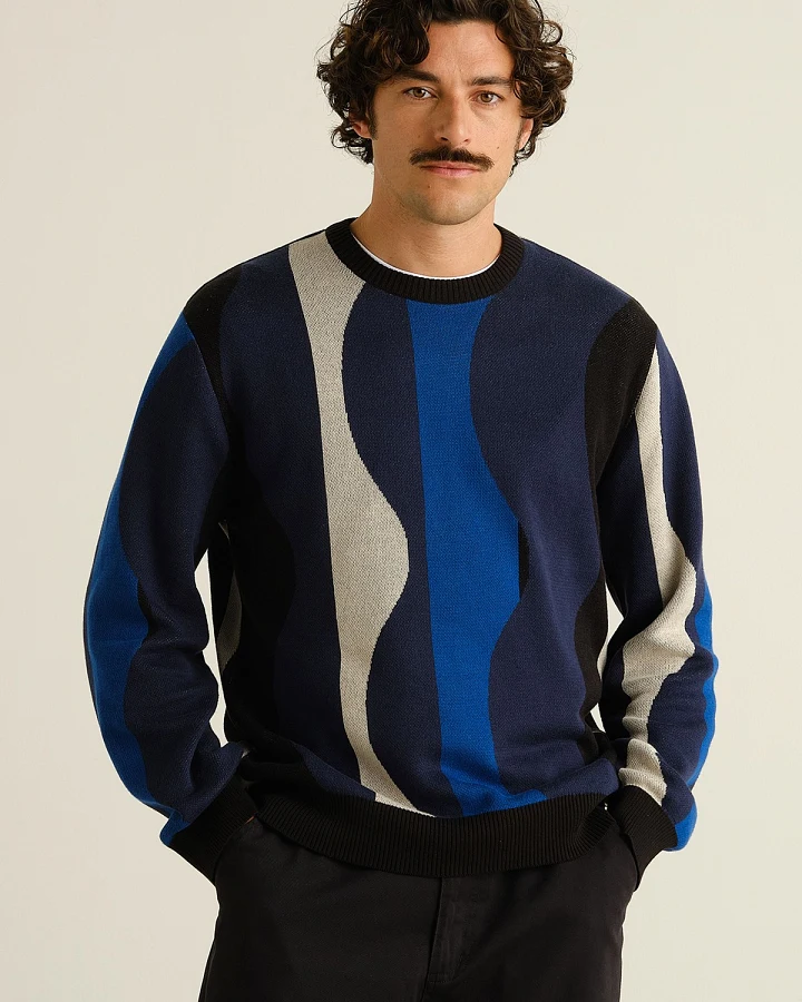 Sweater Mora Wavy Stripe Blau