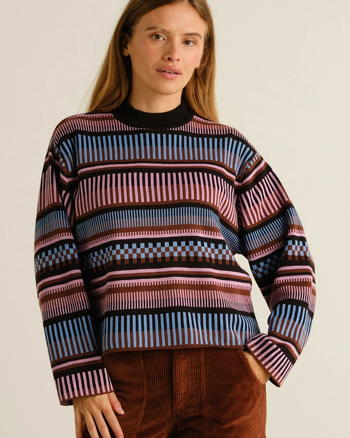 Strickpullover Limhamn Dashed Stripe Pink