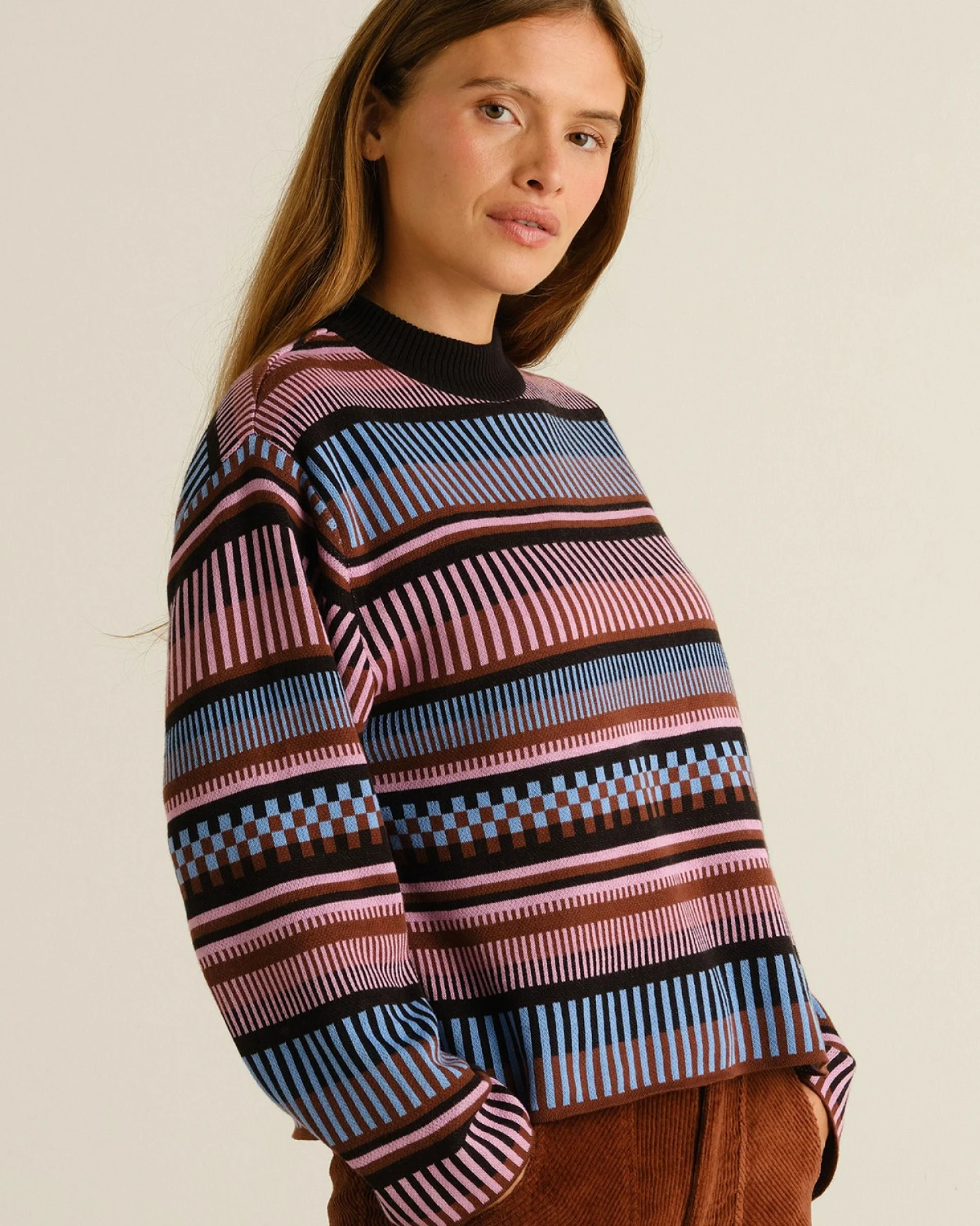 Strickpullover Limhamn Dashed Stripe Pink – Ansicht 2