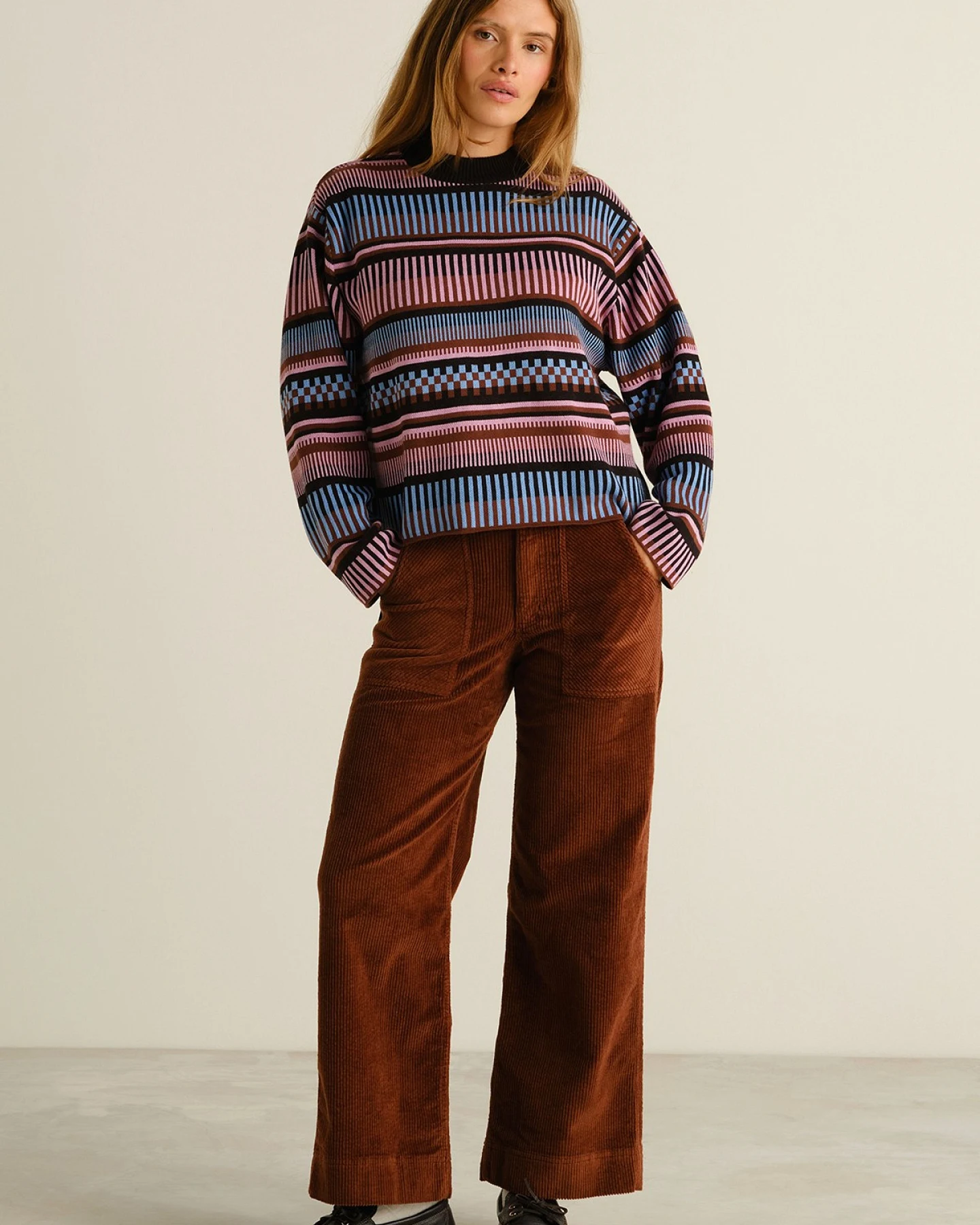Strickpullover Limhamn Dashed Stripe Pink – Ansicht 4