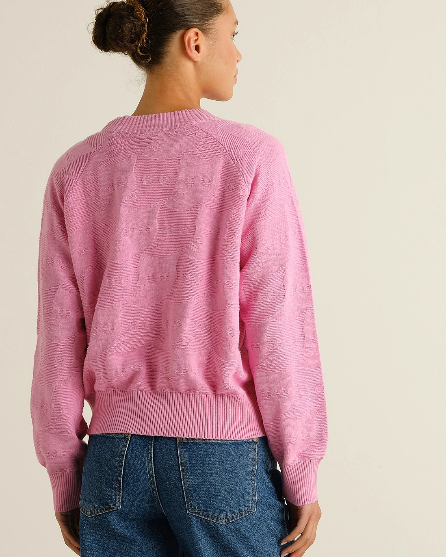 Strickpullover Husie Pepita Cats Pink – Ansicht 3