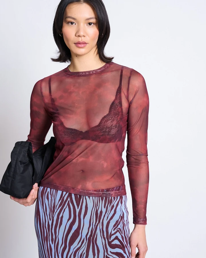 Longsleeve Dora Mesh Carmine Curl Rot