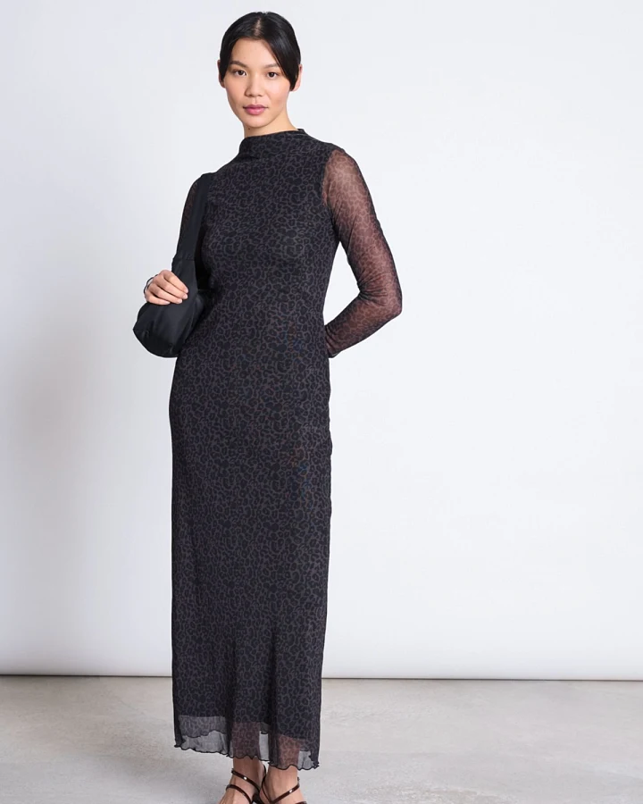 Kleid Zaldi Leo Print Braun