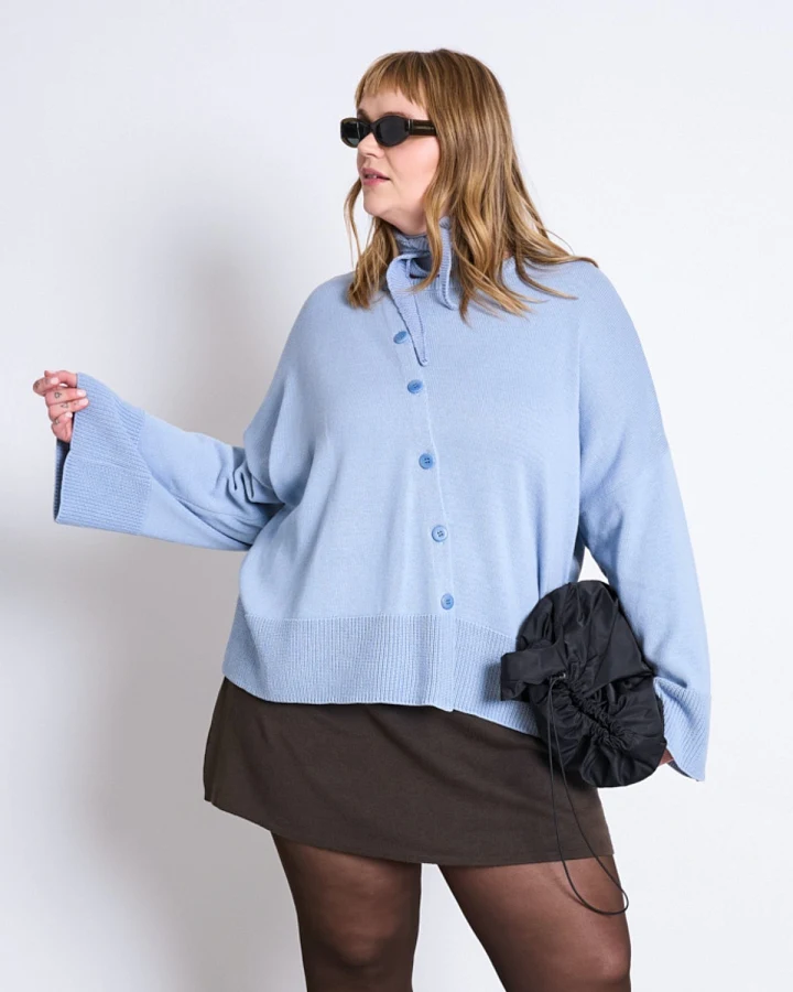 Strickjacke Pebble Hellblau