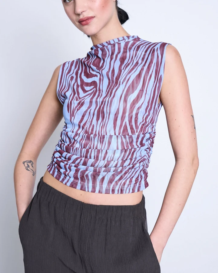 Top Laguna Zebra Print Blau