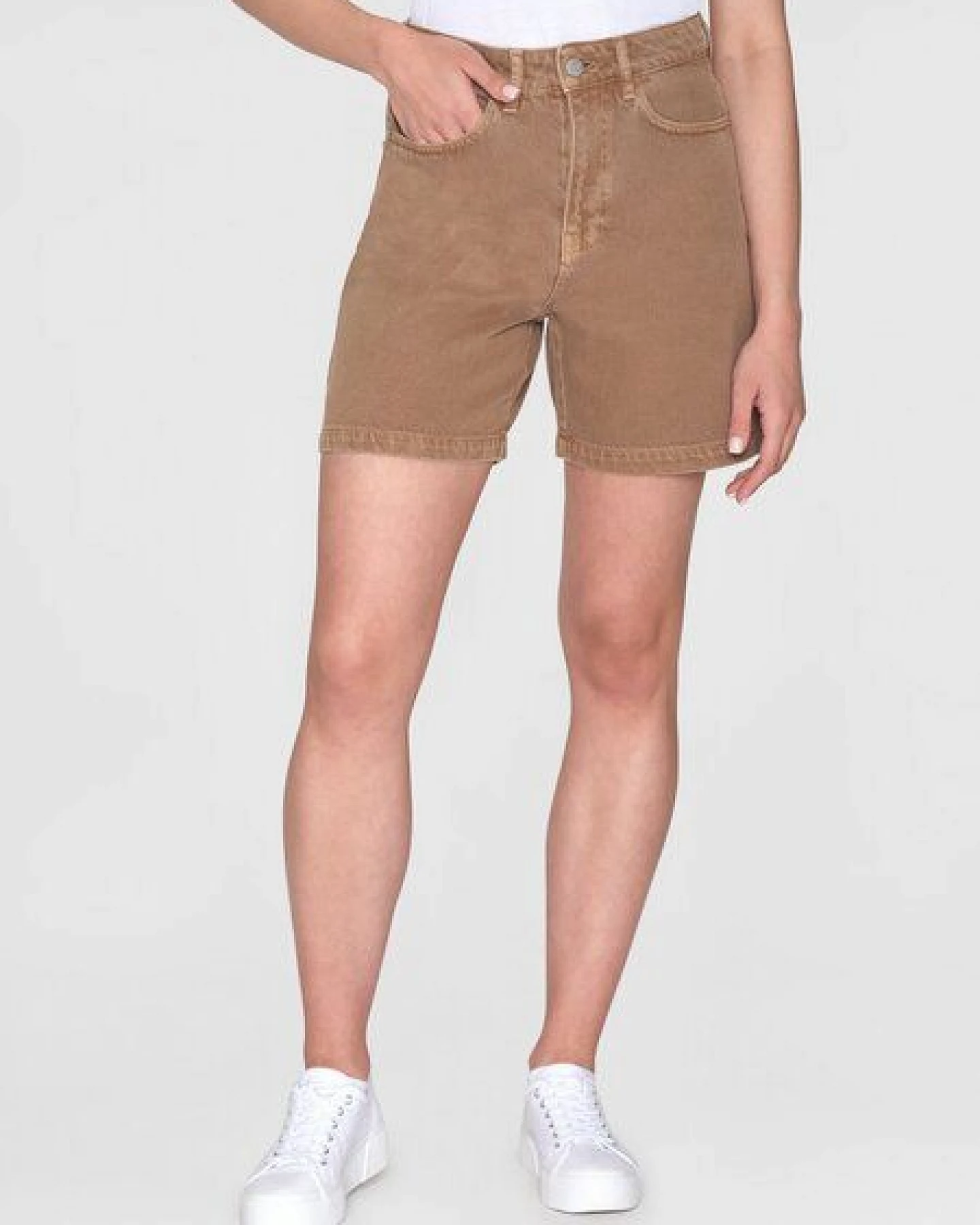 KnowledgeCotton Apparel GALE gerade Mid-Rise Twill 5-Pocket-Shorts - GOTS/Vegan – Ansicht 2
