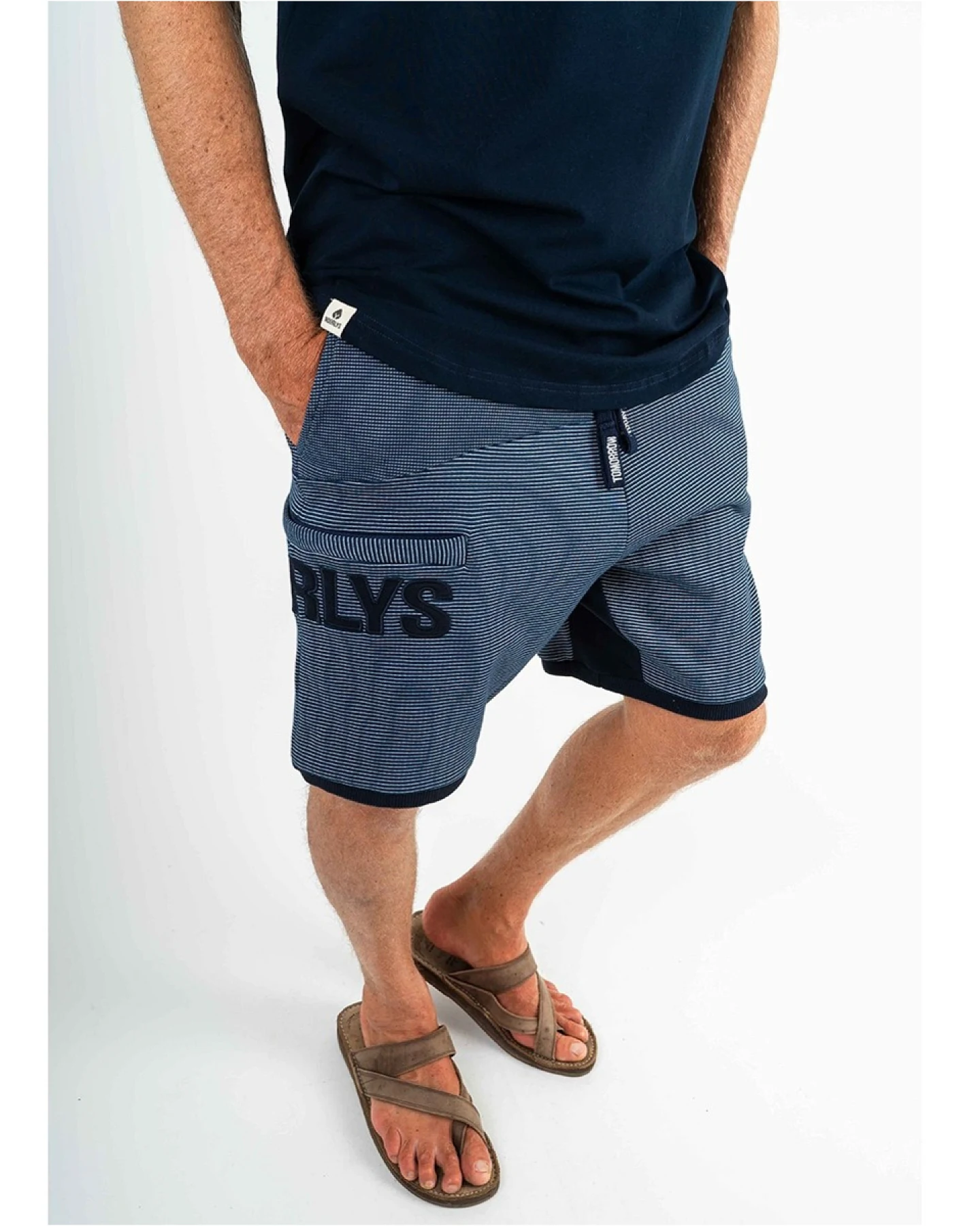 Shorts SUNDAG MarineStriped/Navy Unisex Damen M / Herren S – Ansicht 2