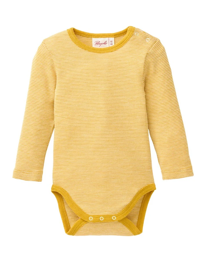 People Wear Organic Body WS senfgelb geringelt 50/56