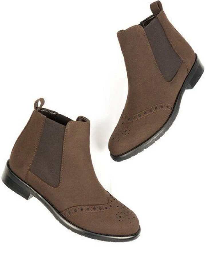 Will's Vegan Shop Brogue-Boots Veganes Wildleder Damen