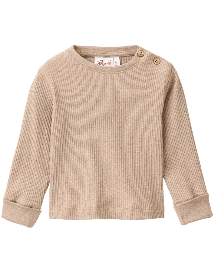 People Wear Organic Langarm-Shirt rip dunkelsand mélange 74/80