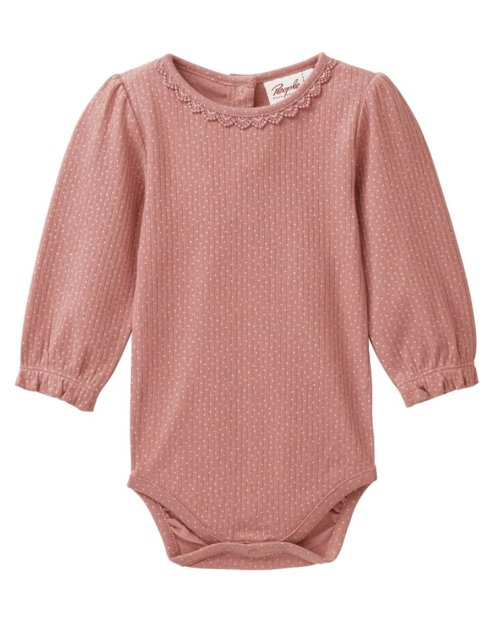 People Wear Organic Langarm-Body kleine Pünktchen altrosa 62/68