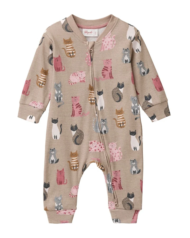 People Wear Organic Langarm-Overall Katzen taupe 50/56