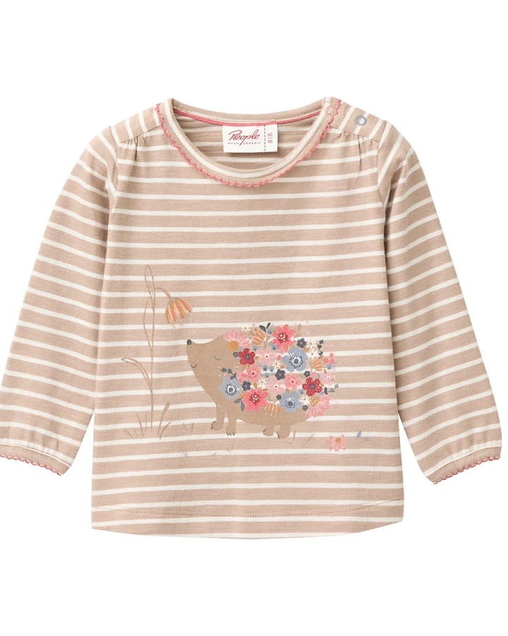 People Wear Organic Langarm-Shirt taupe geringelt 74/80