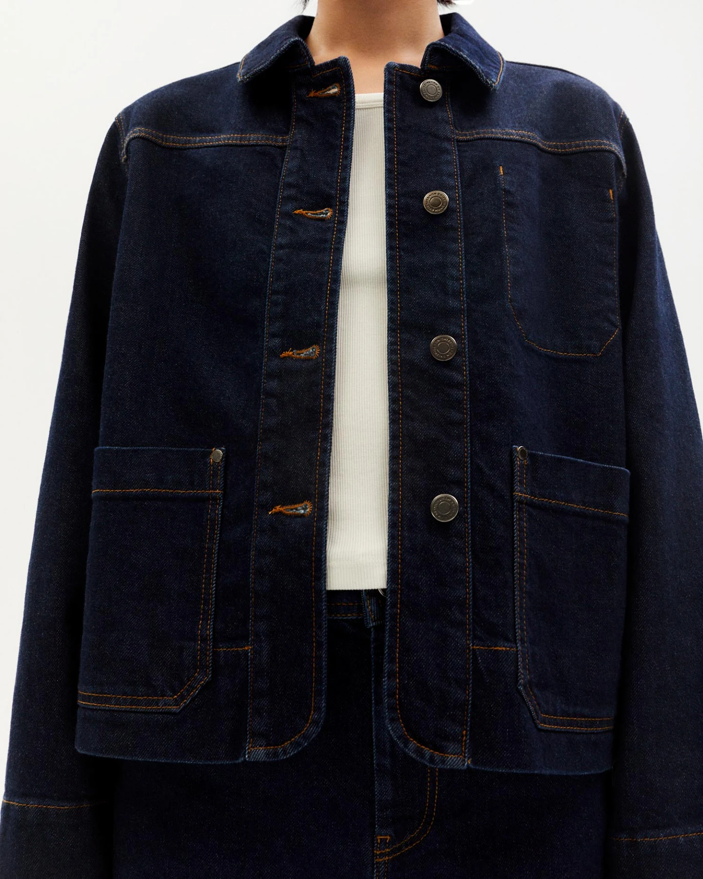 Thinking MU Damen vegan Denim Jacket Medium Wash Debbie Dark Blue – Ansicht 2