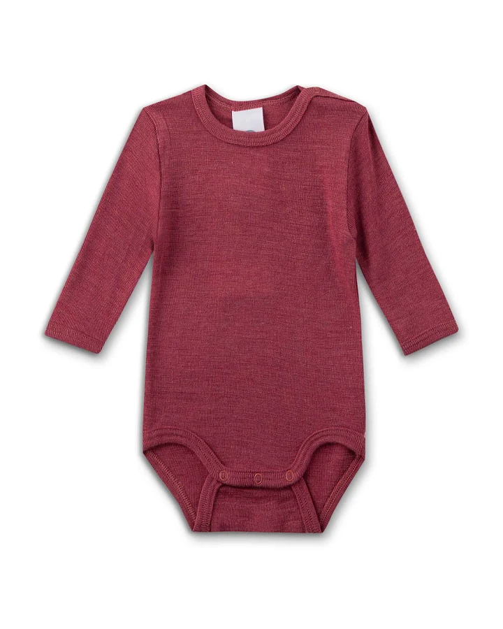 Sanetta - Langarmbody Wolle-Seide himbeere