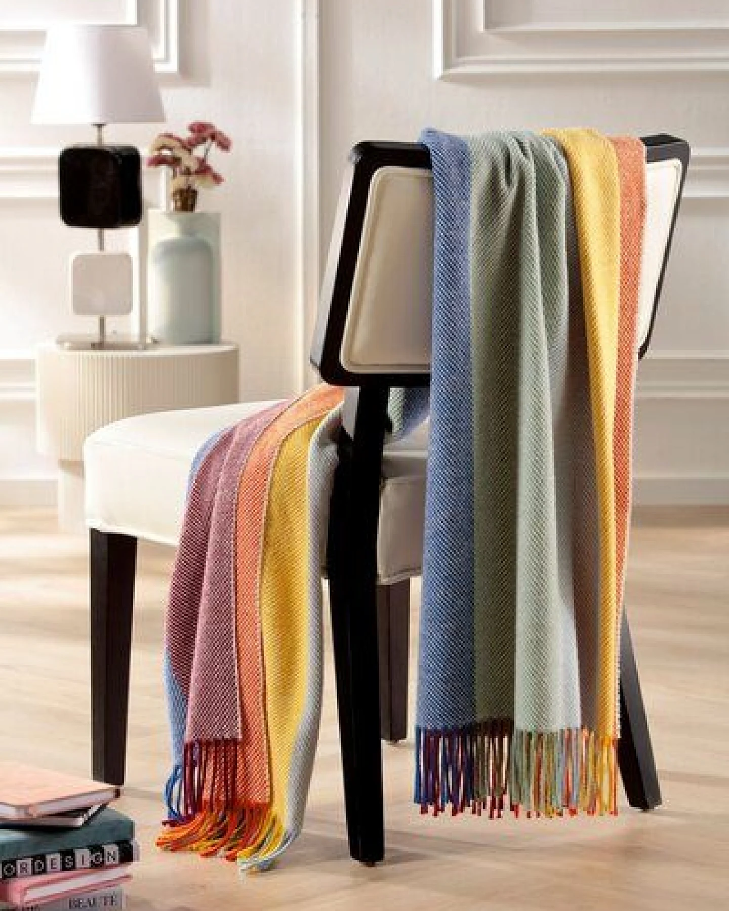 biederlack Fransenplaid "Colour Lines" mit Wolle und Kaschmir – Ansicht 2