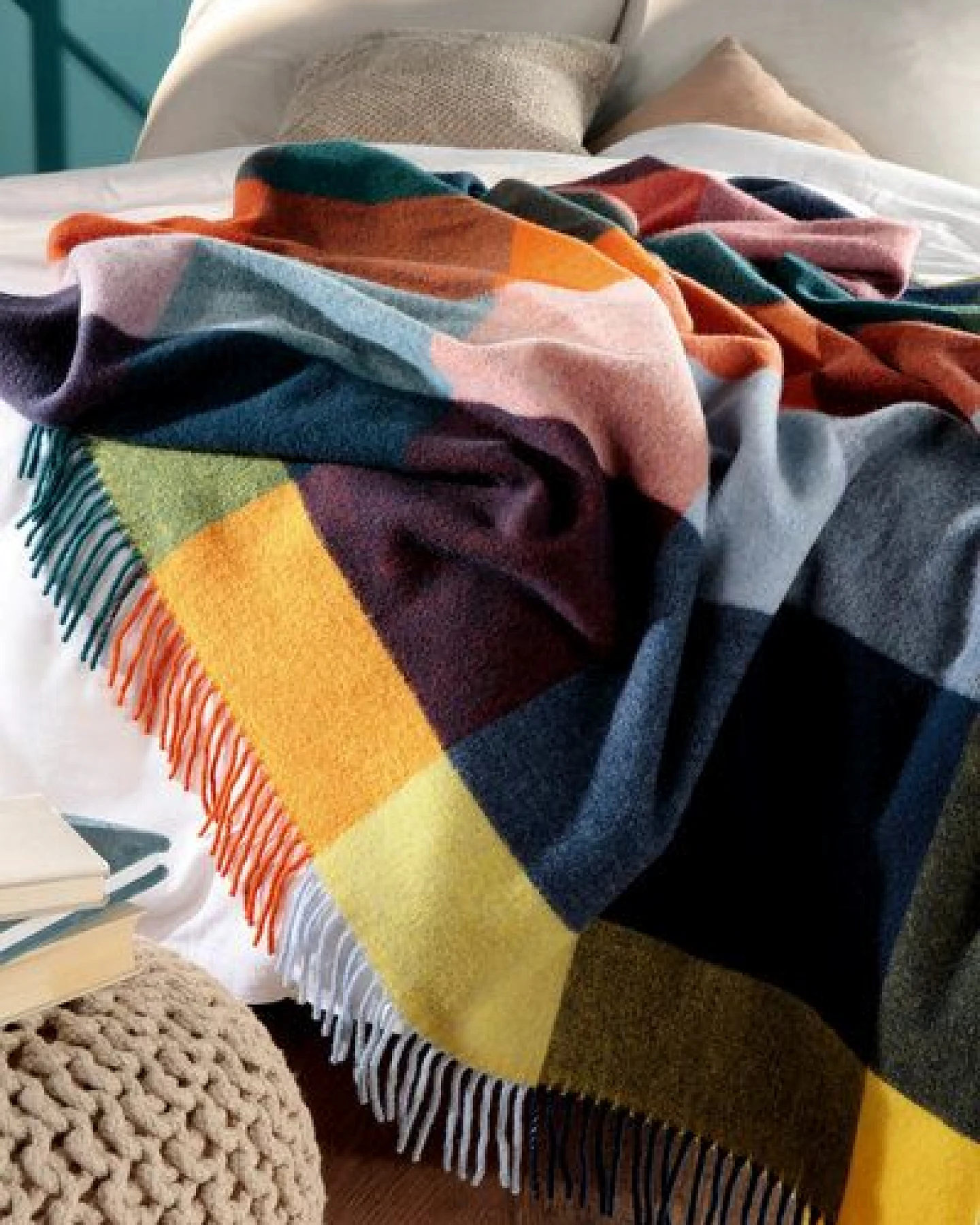 biederlack Fransenplaid Vibrant Square - herrlich leicht – Ansicht 3