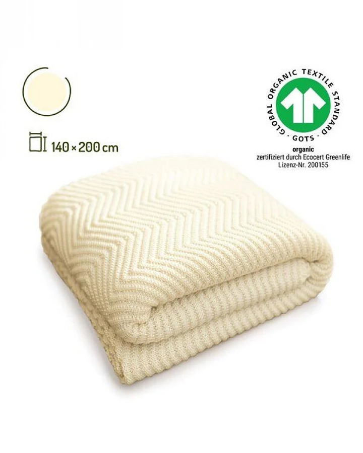 Sonnenstrick – Kuscheldecke aus Merino-Schurwolle für Erwachsene (140 x 200 cm) GOTS