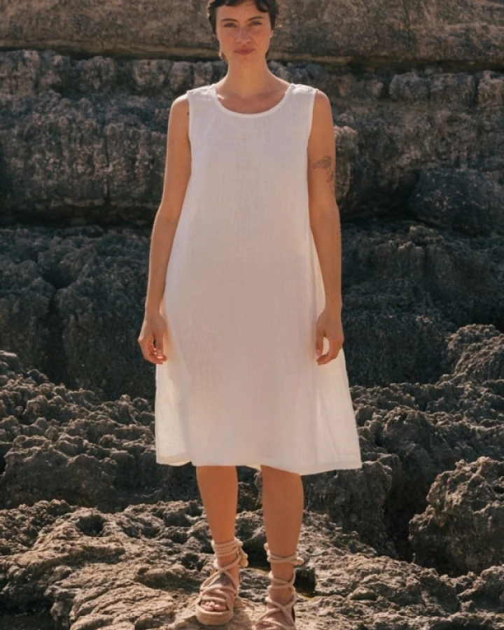 AmourLinen Damen vegan Kleid Norah White