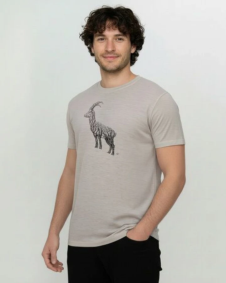 GREENBOMB Animal Ram Loom - Funktionales T-Shirt aus Merino-Wolle / hochwertiger Print / Fair & Vegan