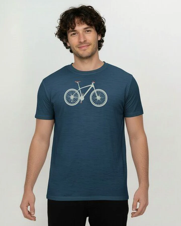 Produktseite: GREENBOMB Bike Mountain Loom - Funktionales T-Shirt aus Merino-Wolle / hochwertiger Print / Fair & Vegan