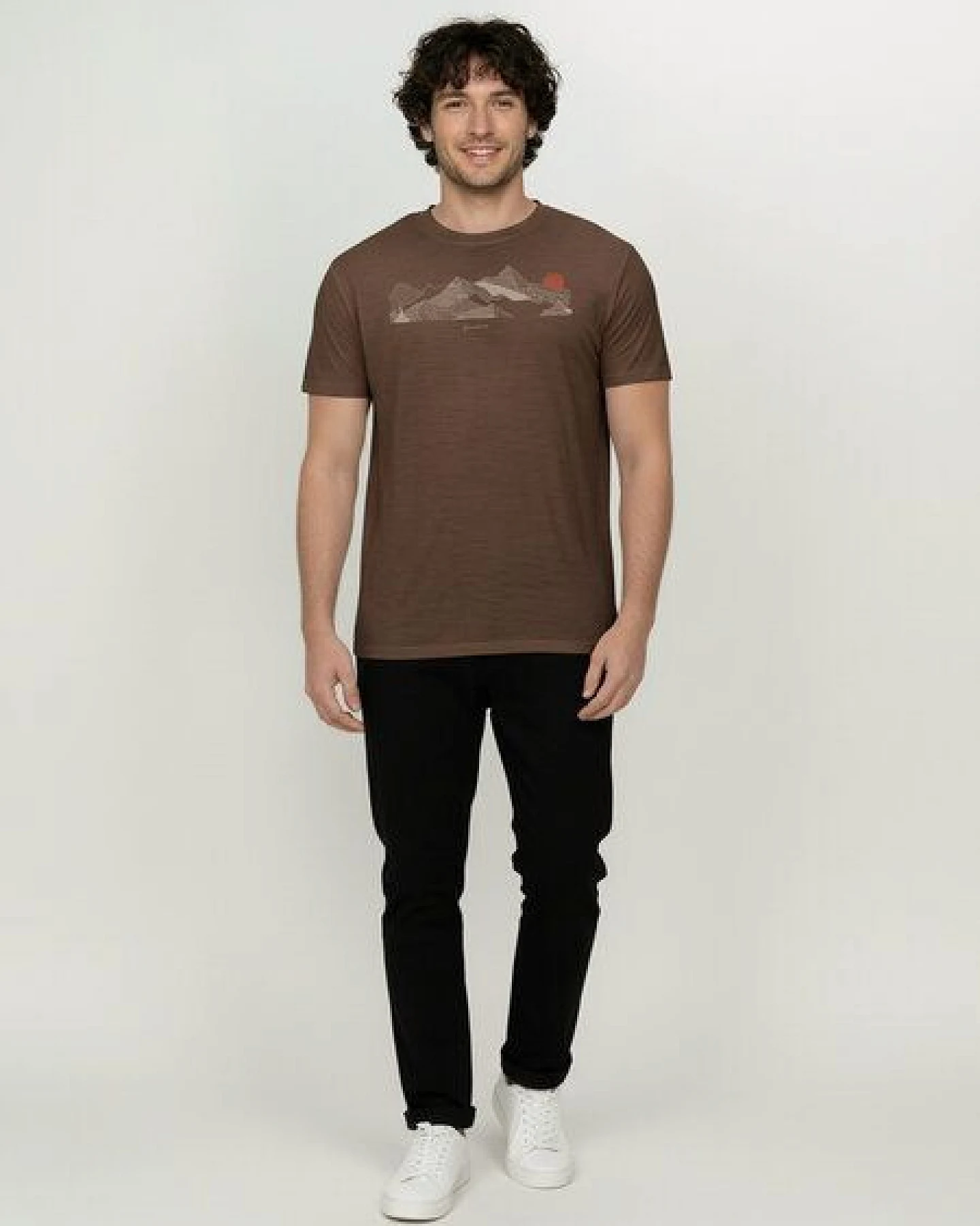 GREENBOMB Nature Mountain Sundown Loom - Funktionales T-Shirt aus Merino-Wolle / hochwertiger Print / Fair & Vegan – Ansicht 3