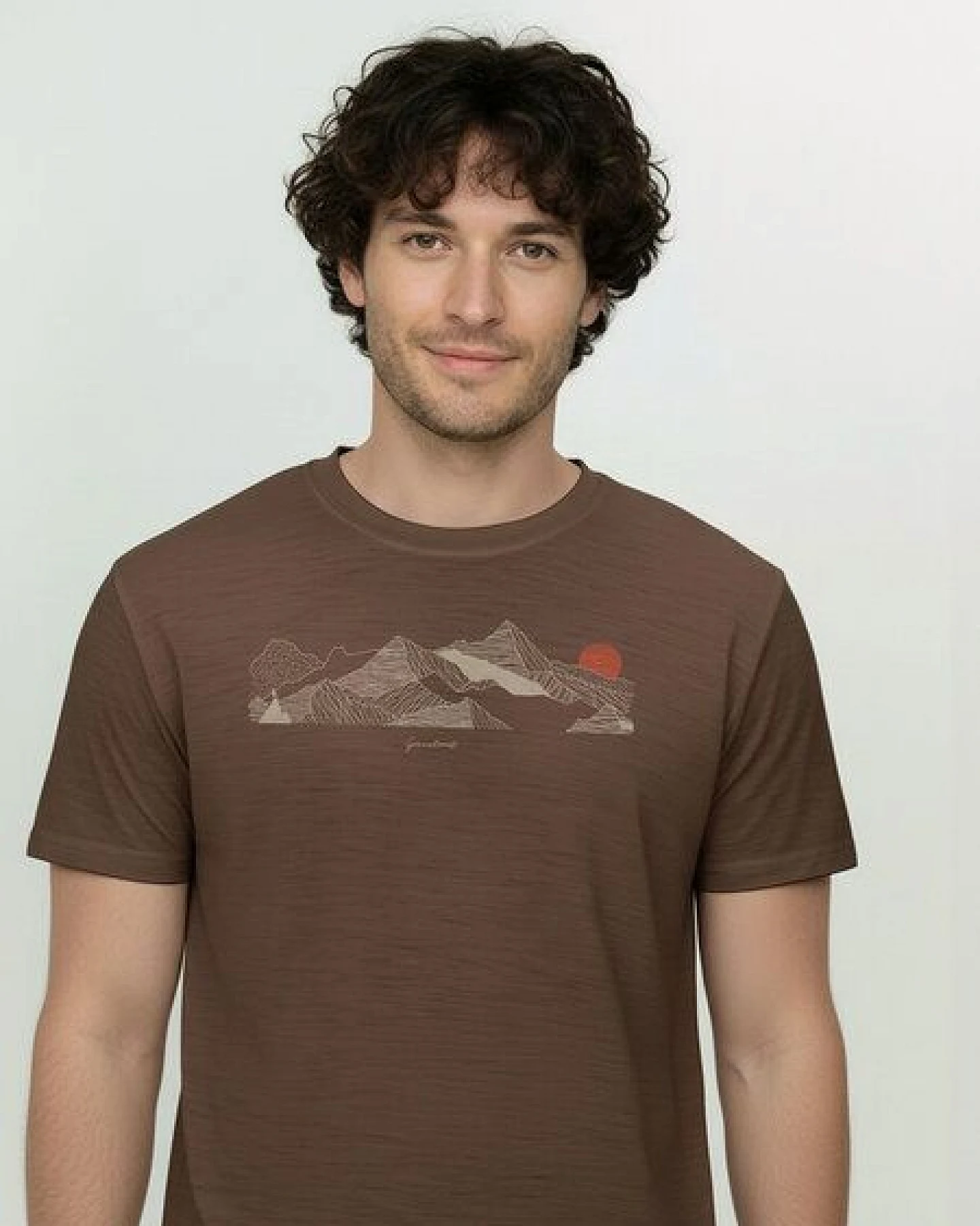 GREENBOMB Nature Mountain Sundown Loom - Funktionales T-Shirt aus Merino-Wolle / hochwertiger Print / Fair & Vegan – Ansicht 2